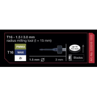 T16 - 1.5 | 3.0 MM redius milling tool (l=15 mm) PMMA/Wax/Zr